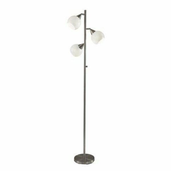Homeroots Floor Lamp Brushed Steel Metal Three Adjustable Globes 372480